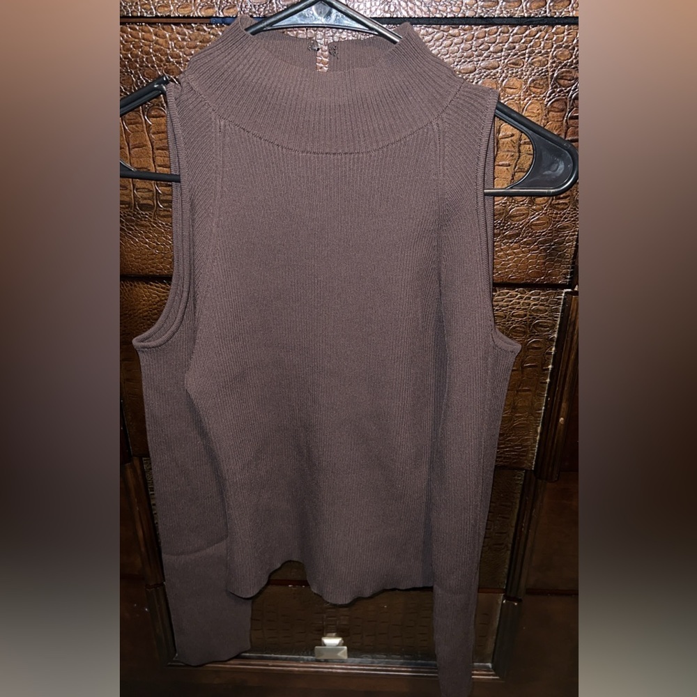 Astr Brown Ribbed Knit Top